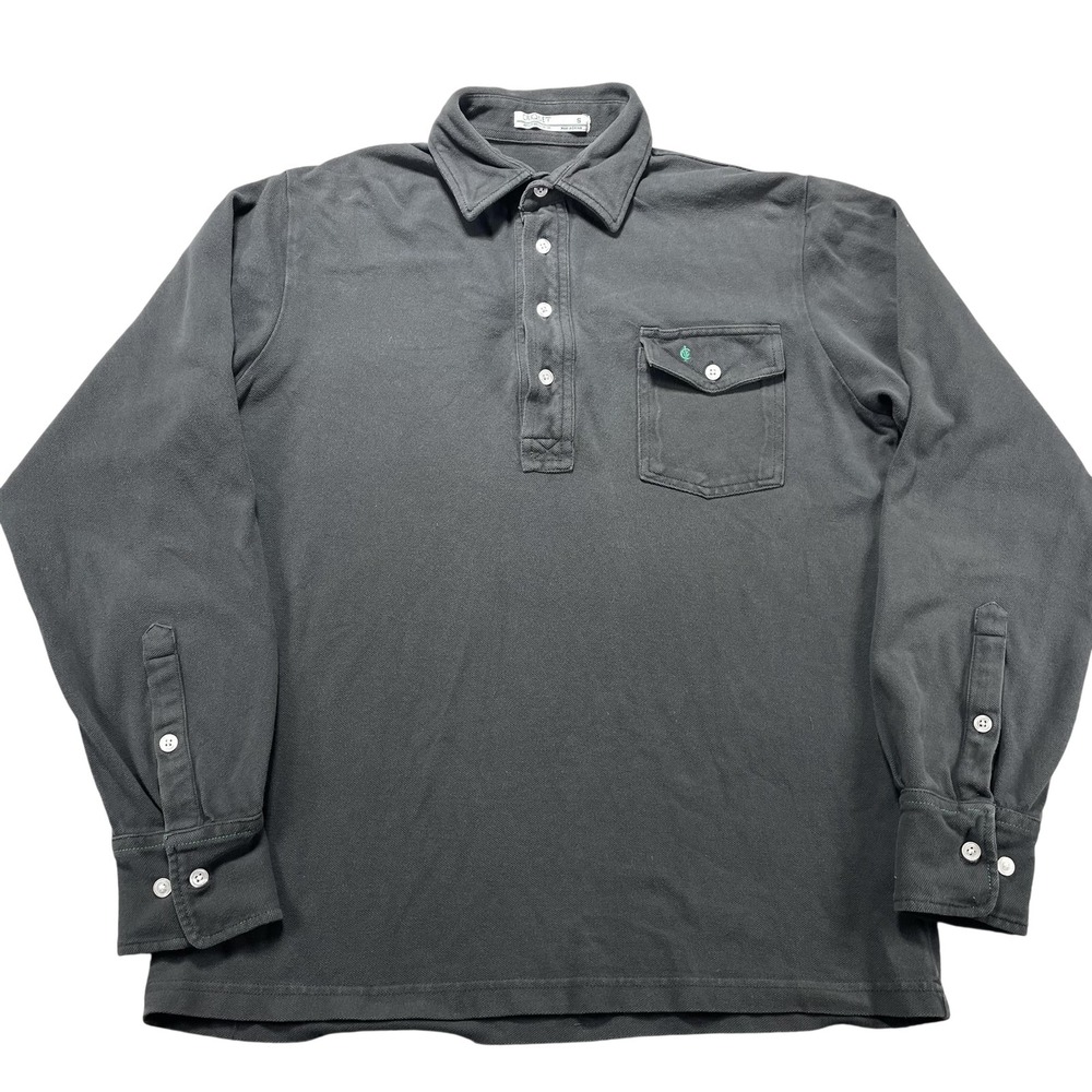 Criquet Polo Shirt Mens Small Gray Organic Cotton Long Sleeve Golf Casual
